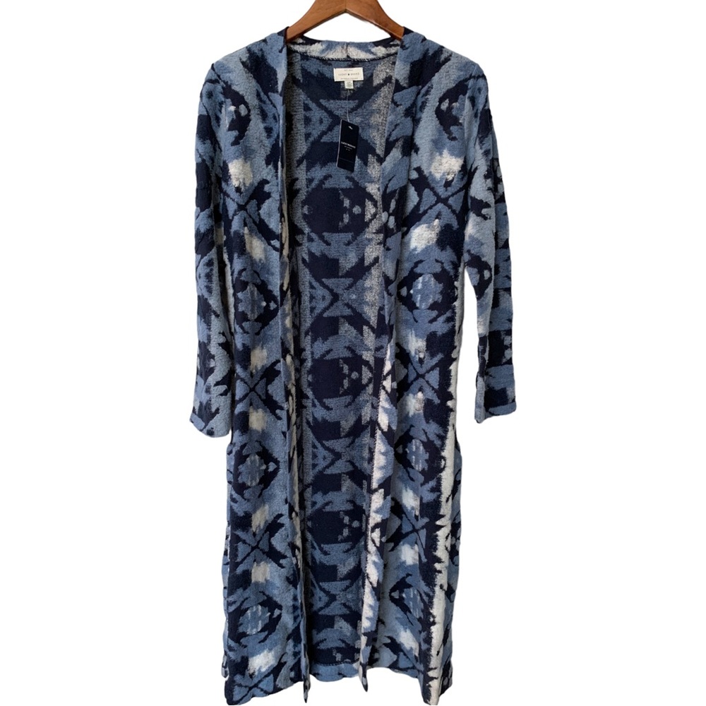 Lucky Brand Aztec Tribal Inspired Cardigan Blue Women’s Small S